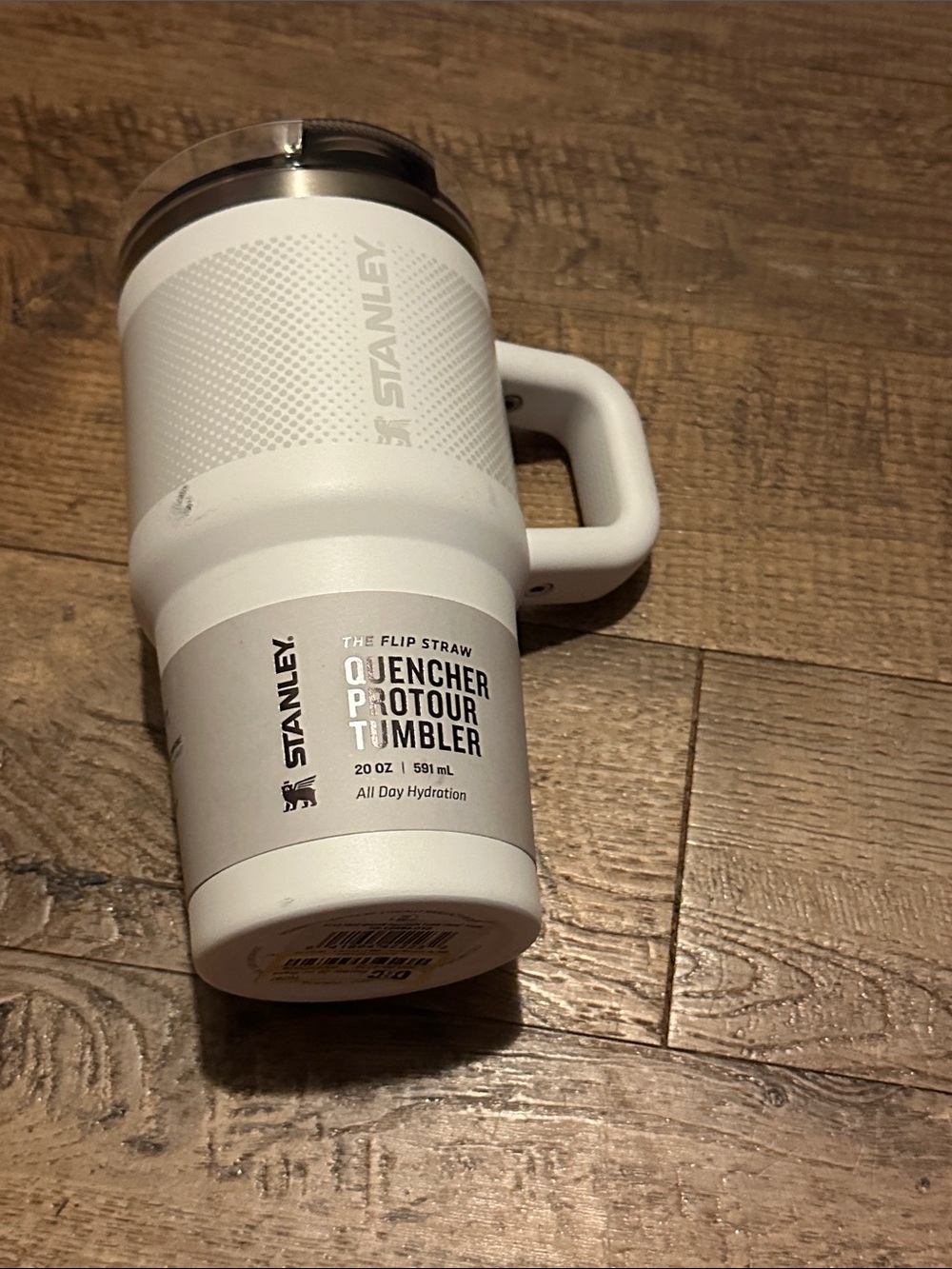 Stanley White Travel Tumbler with Handle and Clear Lid/Flip Top 20 oz - Picture 2 of 3